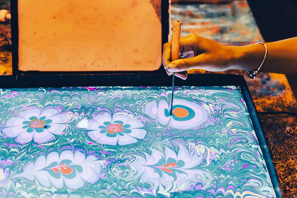 Turkish cultural experience Ebru Traditional Ottoman paper marbling