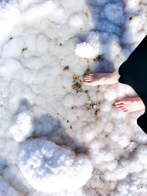 Getting my feet into the Dead Sea Water Jordan Trip