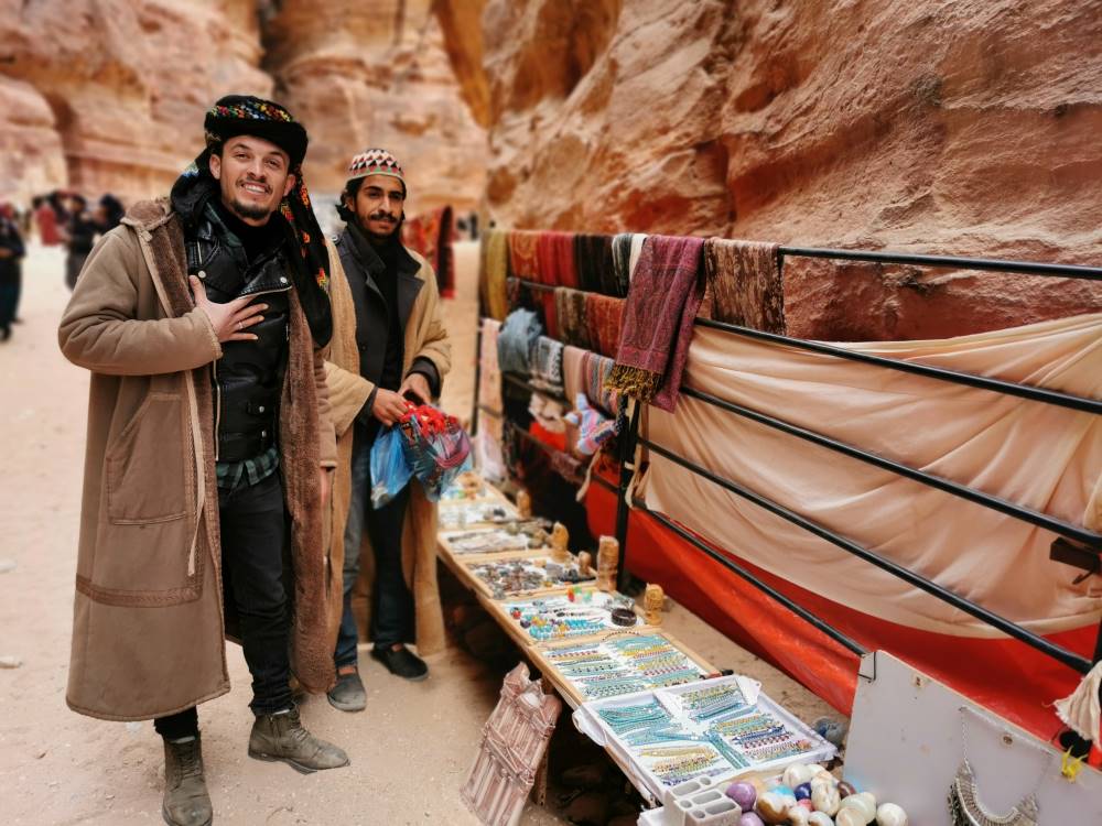 Jordanian Bedouin selling local crafts in Petra