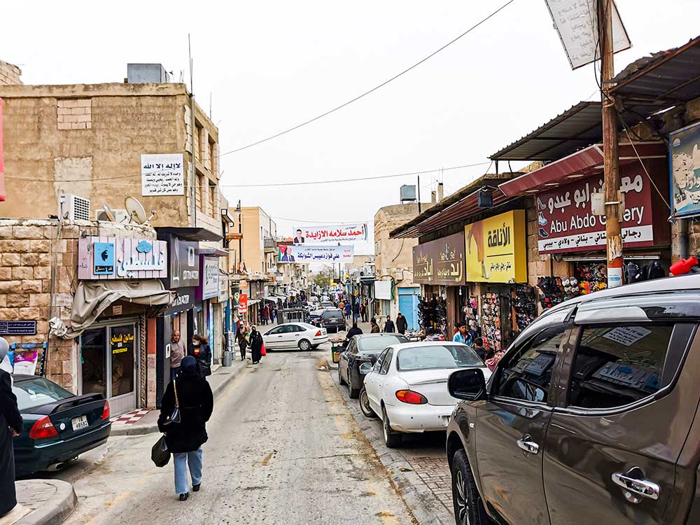 streets of the Old Market in Madaba Jordan