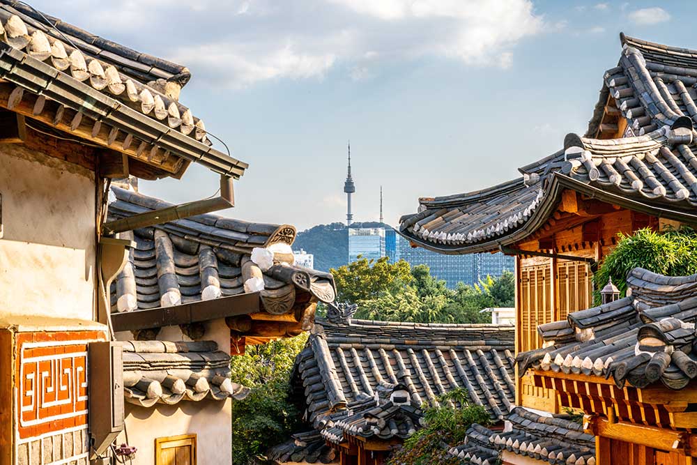 Hanoks Rooftops Design Bukchon Seoul Village