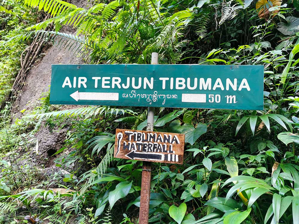Tibumana Waterfall Sign in Bali Ubud