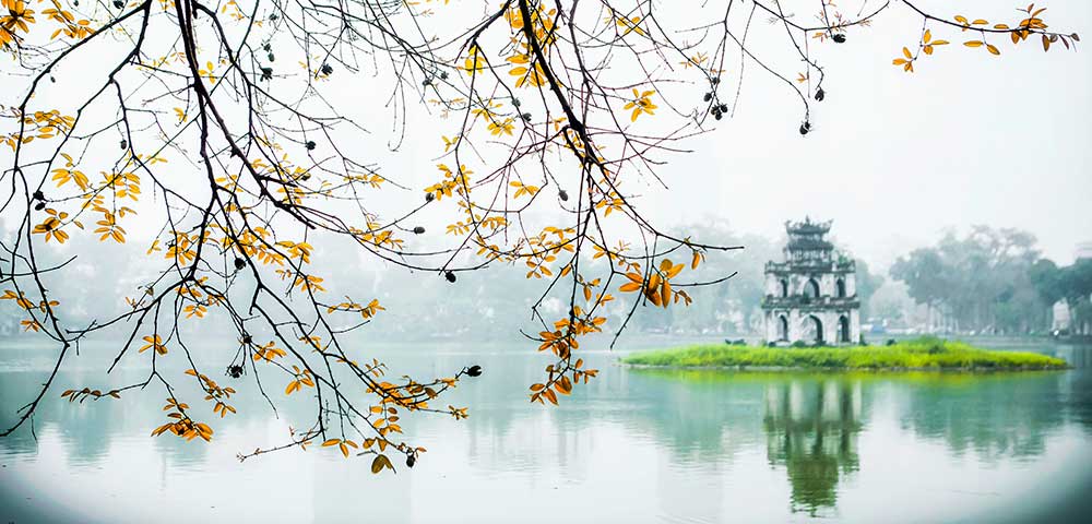 Hoan Kiem Lake, Sword Lake in Hanoi Vietnam
