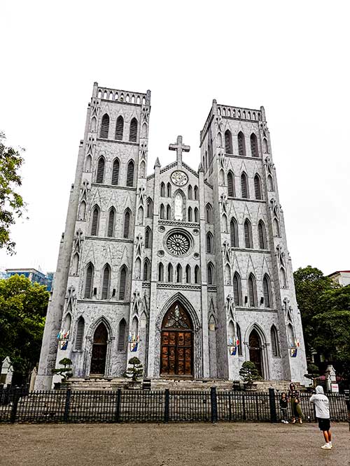 Saint Joseph's Cathedral Main façade - Catholic Church in Hanoi Vietnam