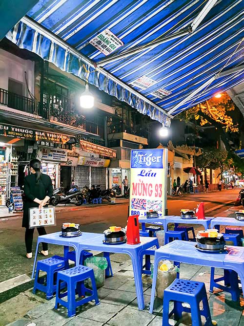 Vietnamese Restaurant in Hanoi Old Quarter with Plastic stools