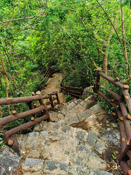 Stone stairs taking visitors to the Highest Peak of Thuy Son Marble Mountains