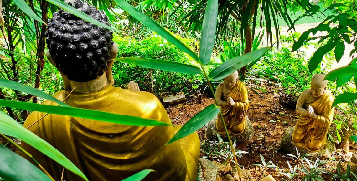 Hiking on Marble Mountains Vietnam - Marble Mountains Monk Statues in the Greenery