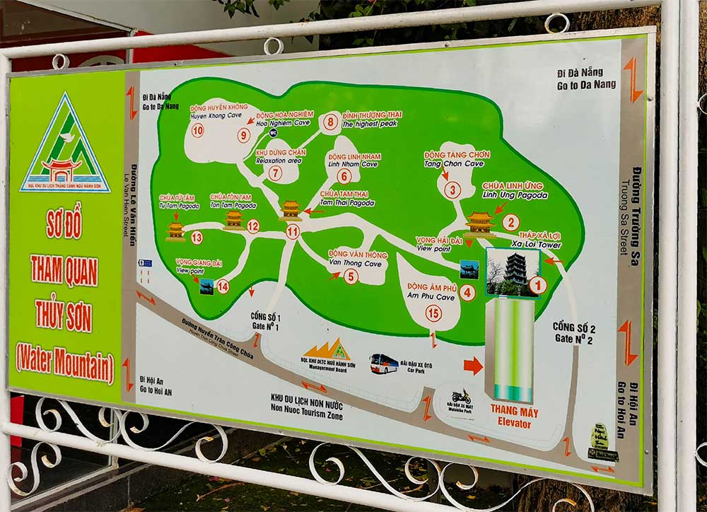 Marble Mountains Map Hiking on Thuy Son Peak in Vietnam