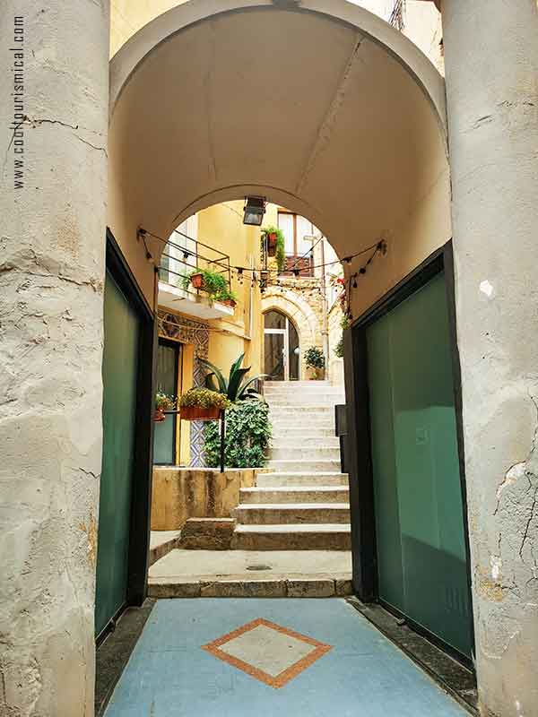 Agrigento old street passage and stairs