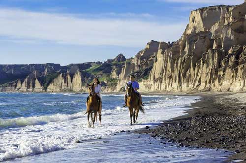 Horse Riding on the Black Beach in Santorini