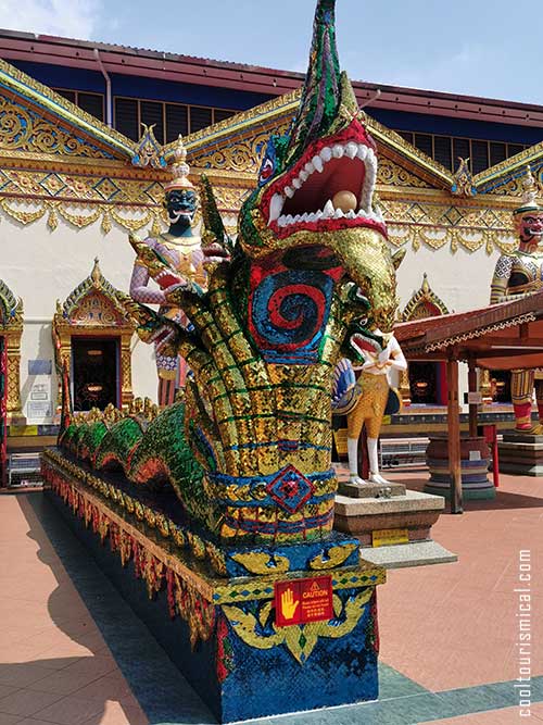 Sparkling Dragon statue at Wat Chaiya Mangalaram Thai Temple Penang