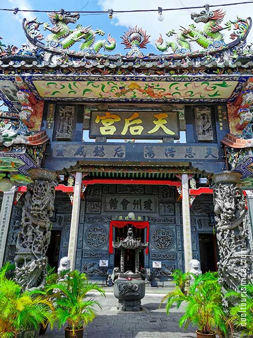 Entrance door of Hainan Thean Hou Taoist Temple in Penang Malaysia