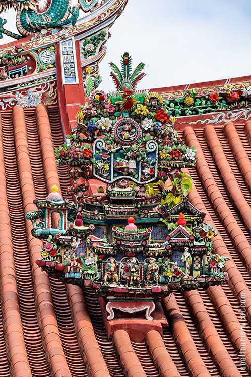 goddess of mercy temple roof detail in George Town penang Malaysia