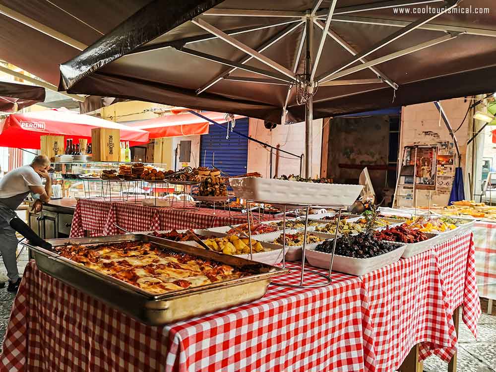 Street Food Stalls in Mercato Capo Palermo Sicily
