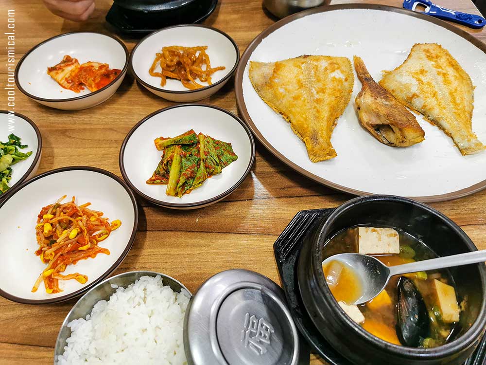 Fried Fish and Kimchi at Haeundae Traditional Market