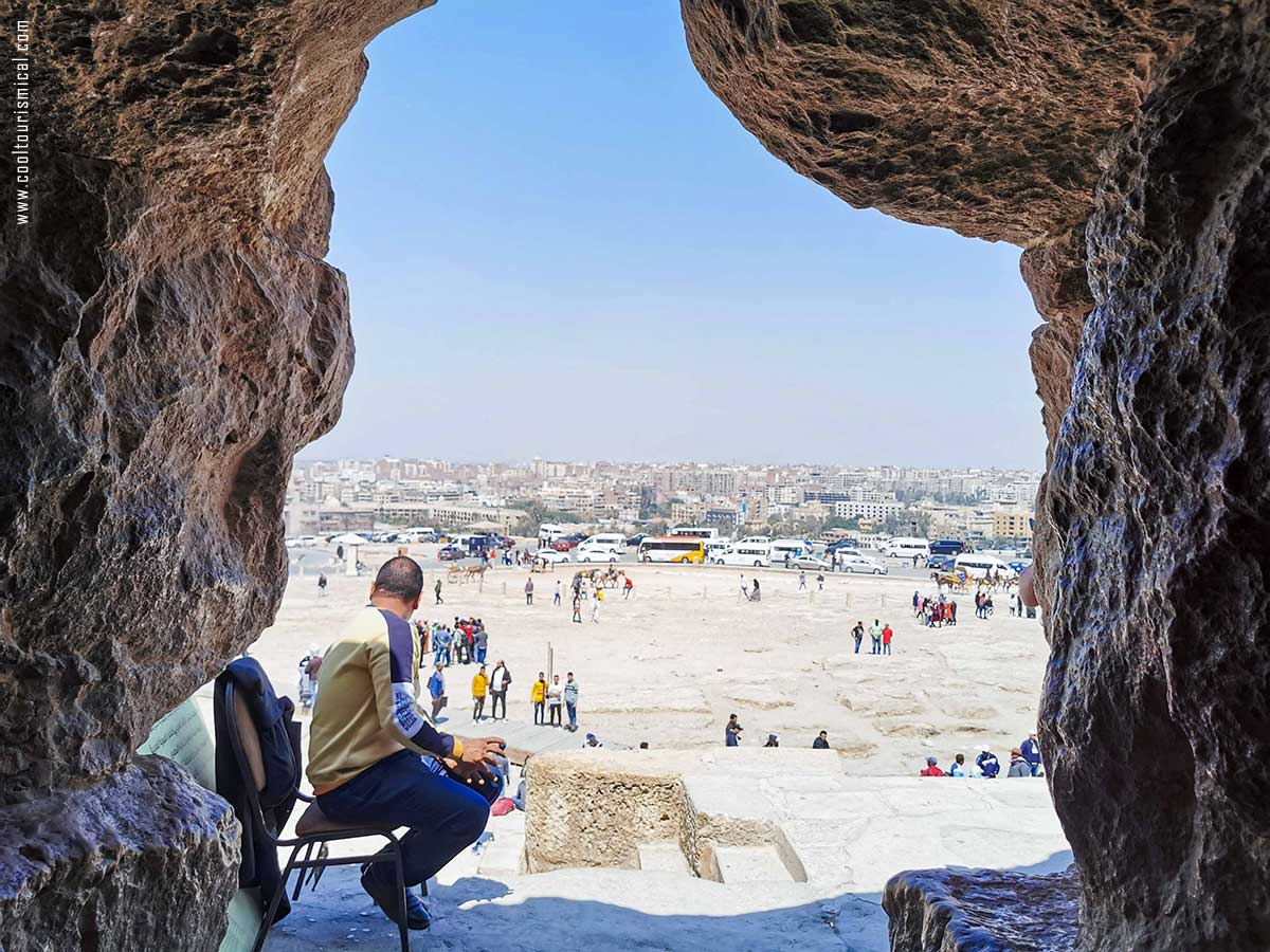 Giza and Cairo View from inside Cheops Pyramid